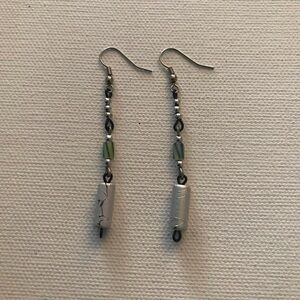Silver Tone Green Bohemian Beaded Long Dangle Earrings